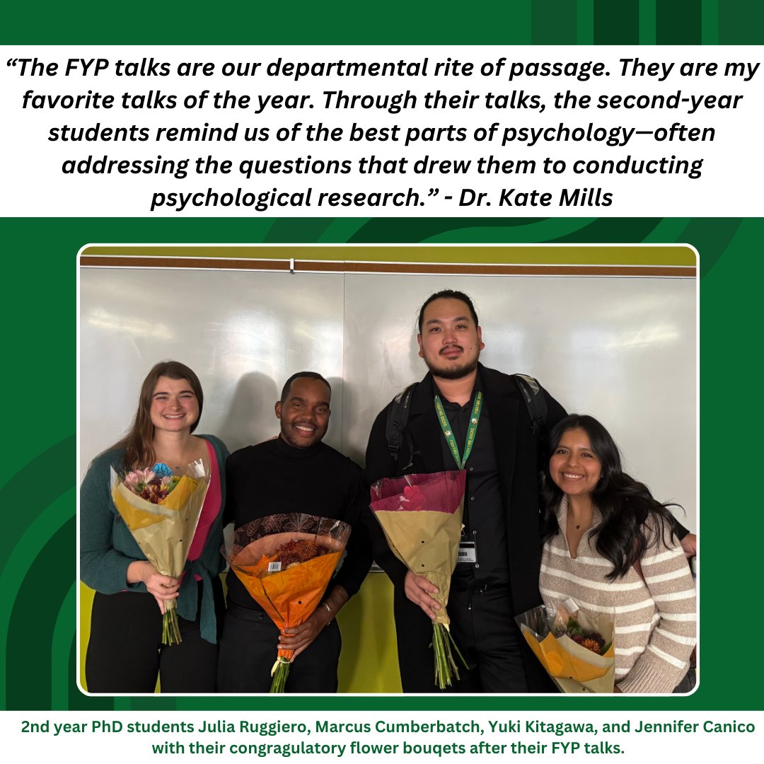 UOPsych's tweet photo. Within the University of Oregon's Department of Psychology, we have a unique rite of passage that all PhD students go through! First Year Projects, affectionately referred to as "FYPs," are presented in front of the entire department during the Fall of a PhD student's 2nd year. https://t.co/hIFcZebK5q