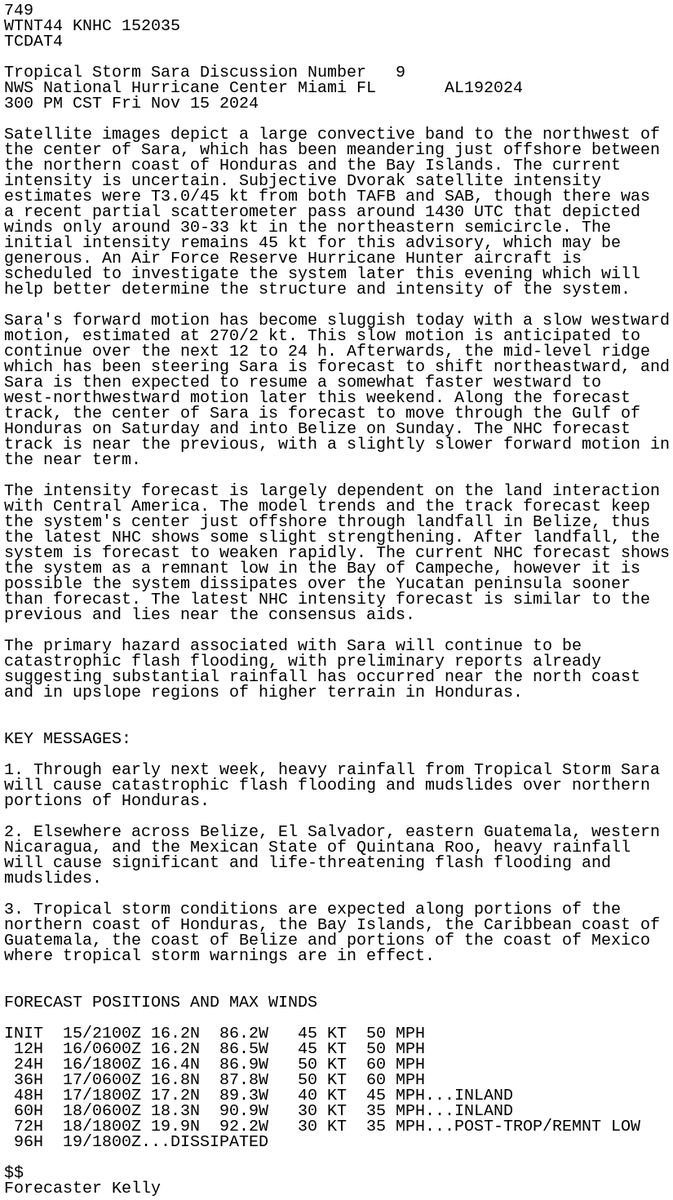 LimWeather's tweet photo. 50mph #Sara in #Honduras
ALL interests there should have finished preps for life threatening #Flooding rains/#Mudslide #Belize,#Guatemala,#Yucatan,#Mexico interests to watch closely #Wxtwitter #Wxx #Tropicswx #HurricaneSeason #HurricaneSeason2024 #TropicalstormSara #Tropicalstorm https://t.co/vE5w98bTNm