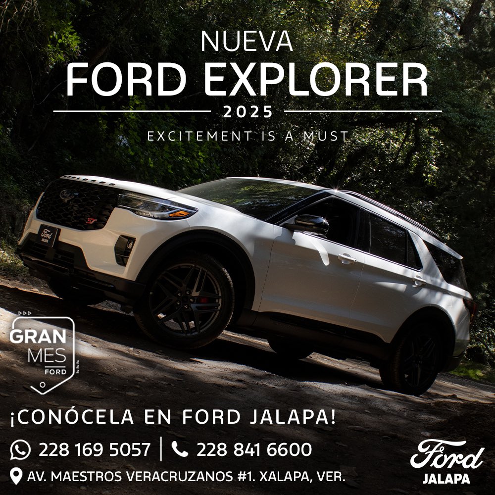 FordJalapa's tweet photo. Ford Explorer 2025 luce un imponente nuevo diseño que le brinda carácter, dinamismo y sofisticación ¡conócela este Gran Mes Ford en Ford Jalapa! 😎🔥
#ford #explorer #st #explorerst #stline #suv #suvlife #suvs #fordperformance #fordmx #fordjalapa #xalapa #veracruz #mexico https://t.co/8nshRQvfL0
