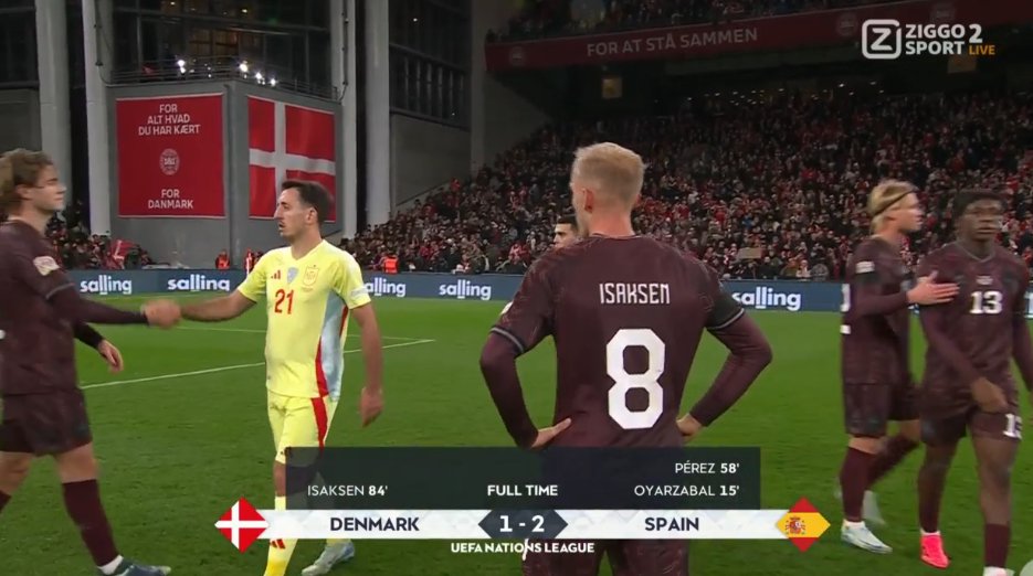 foet247europa's tweet photo. FT Denmark 1 Spain 2 #DENESP #NationsLeague https://t.co/4xLcdmXrHj