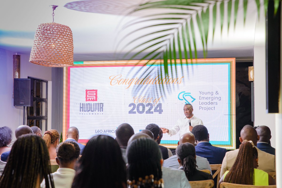 LeoAfricaInst's tweet photo. In his remarks at the #YELP &amp; #Huduma 2024 graduation, Our founder, @Uwihanganye_A reiterated his belief and hope in the possibility of young people, highlighting that they are the generation that will change the fortunes of Africa.

@KasUganda 
@SegalFoundation https://t.co/KLkfAkVW6a