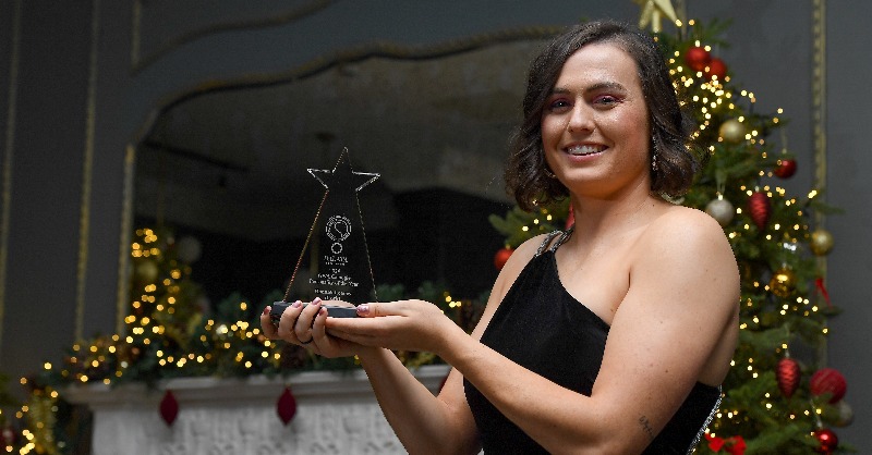 officialgaa's tweet photo. The Gaelic Writers’ Association (GWA) annual awards dinner took place tonight with @GaaClare's John Conlon, @Kerry_Official's Louise Ní Mhuircheartaigh, @OfficialCorkGAA's Hannah Looney and @Armagh_GAA's Niall Grimley honoured as Personality of the Year in their respective codes.
