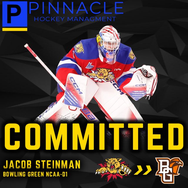We would like to congratulate <a href="/monctonwildcats/">Moncton Wildcats</a> goalie Jacob Steinman on his commitment to play DI hockey at Bowling Green State University for the fall of 2025! We are extremely proud and excited for Jacob and his next chapter! #ayziggy <a href="/jacob_steinmann/">Jacob Steinmann</a> <a href="/BGSUHKY/">BGSU Hockey</a> @lhjmq_qmjhl_