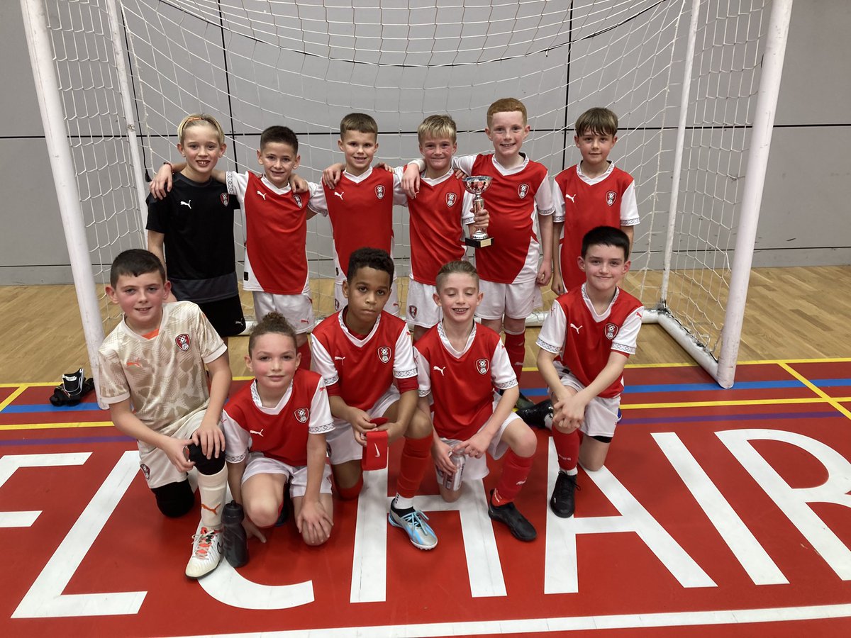 AcademyRUFC's tweet photo. FOUNDATION PHASE | Well done to @AcademyRUFC u9s winning the Futsal Cup. Thanks to @westyorksfutsal @RUFC_CT @GtsportsLeeds from attending. Great facilities @eissheff ⚽️🔴⚪️

#ForeverTogetherForeverProud #rufc https://t.co/ST06y5wUdb