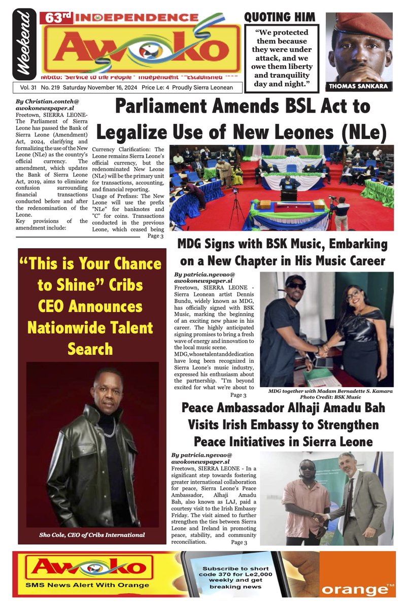 awokonewspaper's tweet photo. Happy weekend ... Go download the Awoko e-paper app on Google or Apple Play Store and get the full version  #SierraLeone #SaloneTwitter #SaloneX #SierraLeoneNews #Awokonewspaper #AwokoNewsApp #freetown #StayInformedWithAwoko https://t.co/BZMU1WZ1Pq