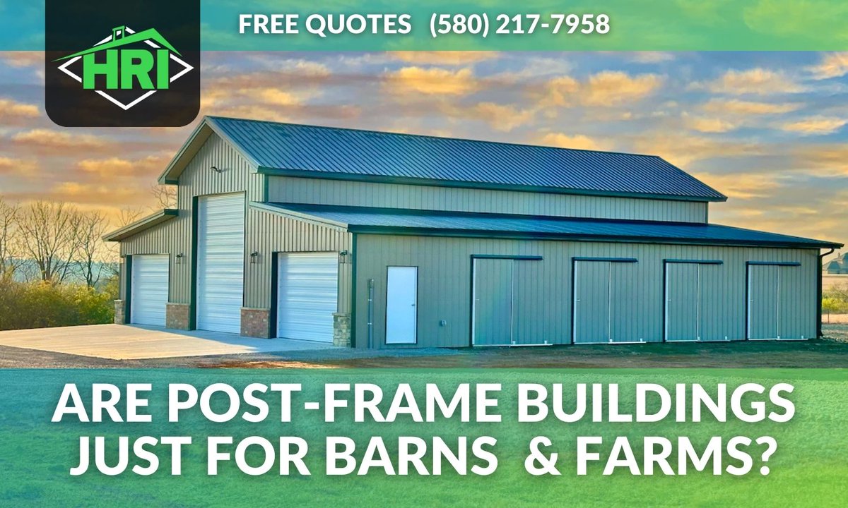HRIPOSTFRAME's tweet photo. 𝗠��𝘁𝗵: Post-frame buildings are just for barns or farm structures.
𝗧𝗿𝘂𝘁𝗵: Post-frame is highly customizable and perfect for workshops, garages, commercial retail spaces, and even residential homes.  

Call (580) 217-7958 for a free quote or visit https://t.co/OpPCqAHiSh https://t.co/WpqXXn7gkt