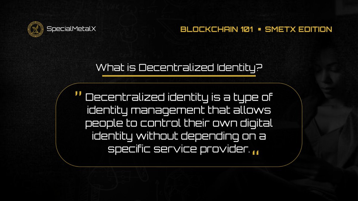 SMETX_token's tweet photo. What is Decentralized Identity?

Decentralized identity is a new paradigm that empowers individuals to manage their digital identities independently. Using blockchain technology, DIDs allow users to create, store, and control their identity credentials securely without relying on a central authority. 

This approach ensures privacy, transparency, and security, making it a game-changer for digital trust.

How Does It Work?

- Unique Identifiers: A user creates a DID, which is stored on the blockchain.
- Cryptographic Verification: The identity data is verified using private and public keys, ensuring authenticity.
- Selective Sharing: Users decide which parts of their identity to share and with whom, maintaining full control.

Applications of Decentralized Identity

- Finance: Streamline KYC (Know Your Customer) processes without exposing sensitive data.
- Healthcare: Securely share medical records while maintaining patient confidentiality.
- E-commerce: Verify age or location without exposing complete personal details.

Follow us for more on the #SMETX edition of the Blockchain Series...

#SMETX #RWAs #PureMetals