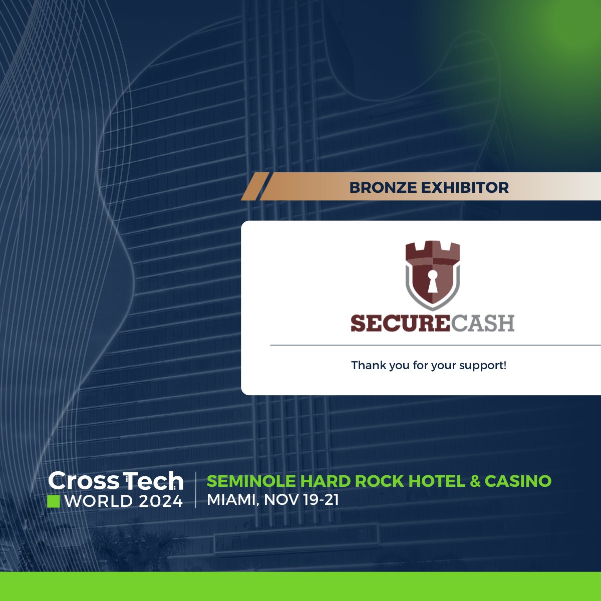 crosstech_'s tweet image. We are proud to announce our Bronze Sponsor, Secure Cash! 🔔

🚀 Register now for CrossTech World 2024, taking place November 19-21 at Seminole Hard Rock Hotel, Hollywood, FL 🎸.
crosstechpayments.com/crosstech-worl…

#CrossTechWorld2024 #CrossTech2024 #CrosstechConference2024 #World2024