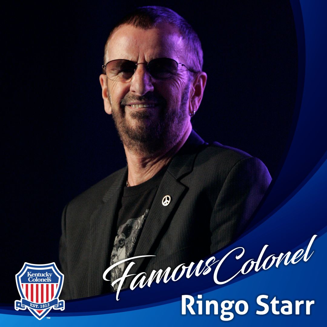 Kentucky Colonel Ringo Starr is a British musician, writer, director, screen and voice actor, and artist best known as the drummer of The Beatles. He's been inducted twice into the Rock and Roll Hall of Fame — as a Beatle (1988) and a solo artist (2015)! #FamousColonel #HOKC