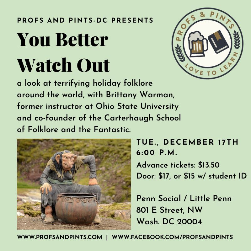 December 17th in DC! Details and tickets at profsandpints.ticketleap.com/gryla/