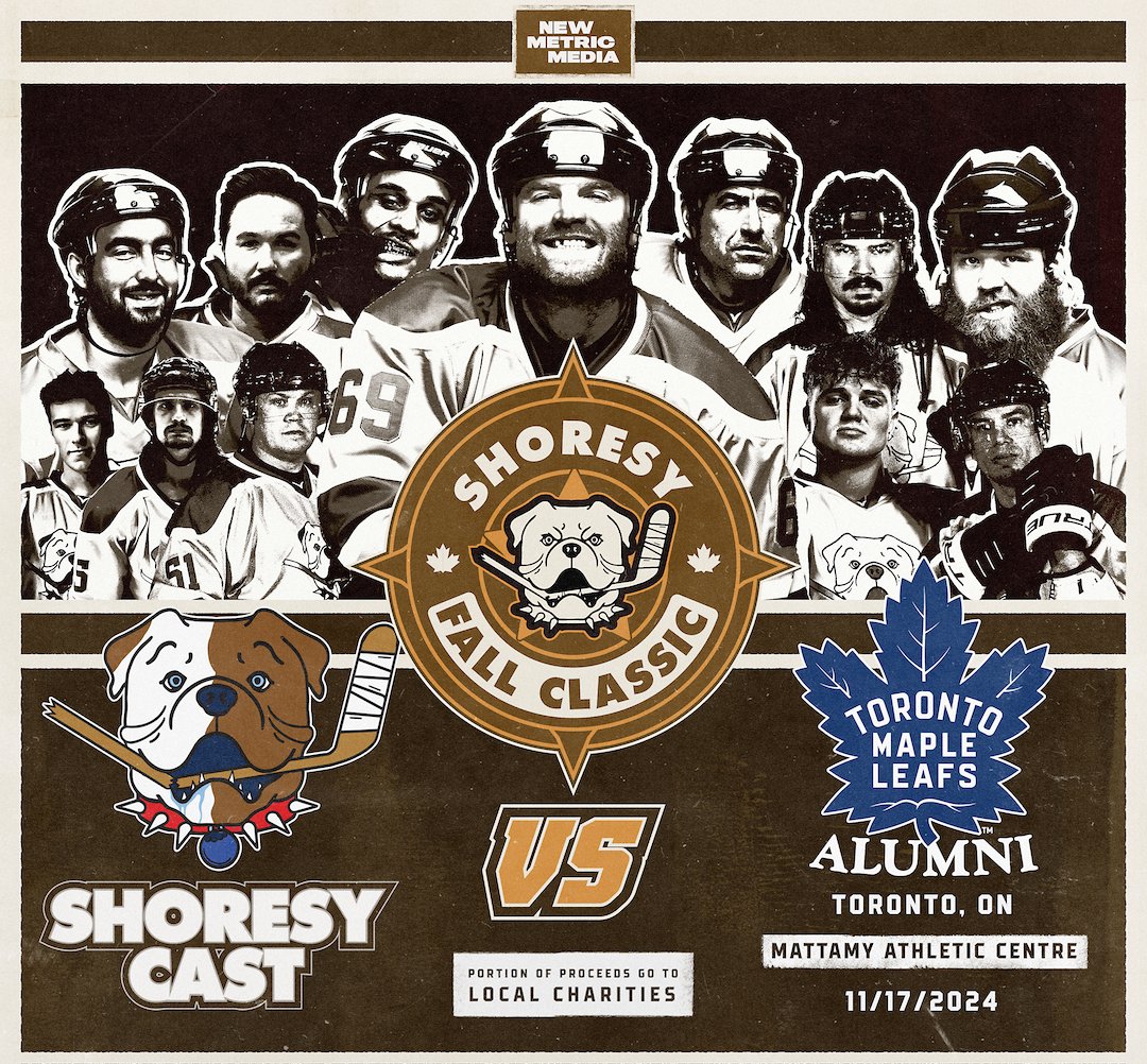 Toronto, you ready?

The Shoresy cast face off against Toronto Maple Leafs Alumni at Mattamy Athletic Centre on November 17th.

Limited tickets to the After Party are still available at shoresyclassic.com.

Maple Leafs Alumni roster is below: