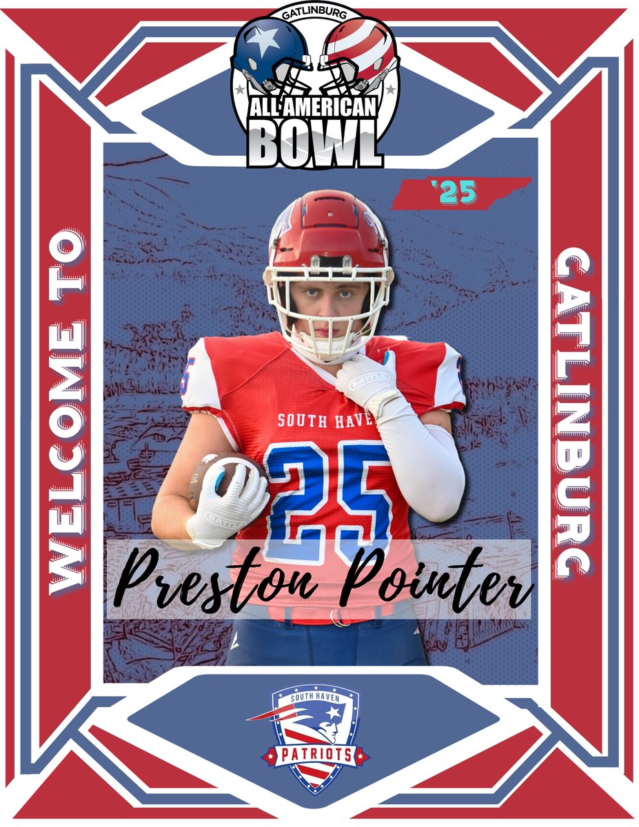 Welcome #ToTheBurg Preston Pointer of South Haven (TN)! Preston is a member of a great group of trench monsters from the Patriots. He earned his spot in the 8-man seniors game with a strong senior season.