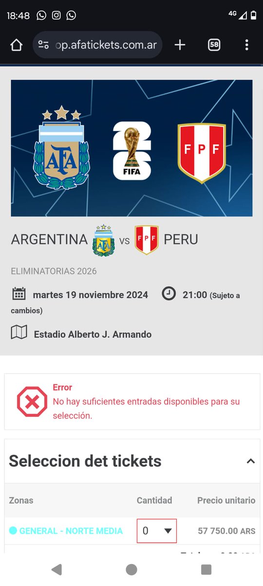 jevick88's tweet photo. #afa #afatickets son un chiste 1 hora haciendo fila y no te deja comprar ninguna entrada!!! @afa @afatickets no se puede así y te sacan de la fila y te mandan a comprar como si hubieran entradas 😡 https://t.co/o0Ctl8Pc5I