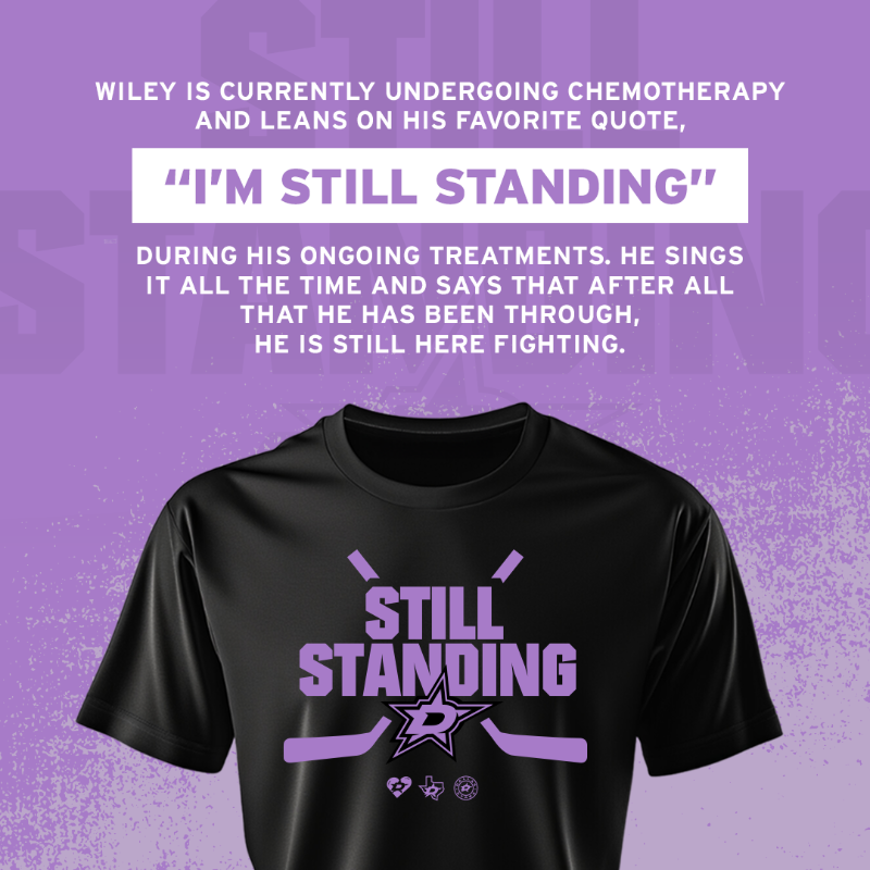 DallasStars's tweet photo. Hockey Fights Cancer night returns to @AACenter next Wednesday π
Purchase your shirt at @StarsHangar from this yearβs Salood Ambassador, Wiley, to support Salood and @TheVFoundation through @DS_Foundation and more as we join together to fight cancer.
MORE ‡οΈ
#StarsFightCancer