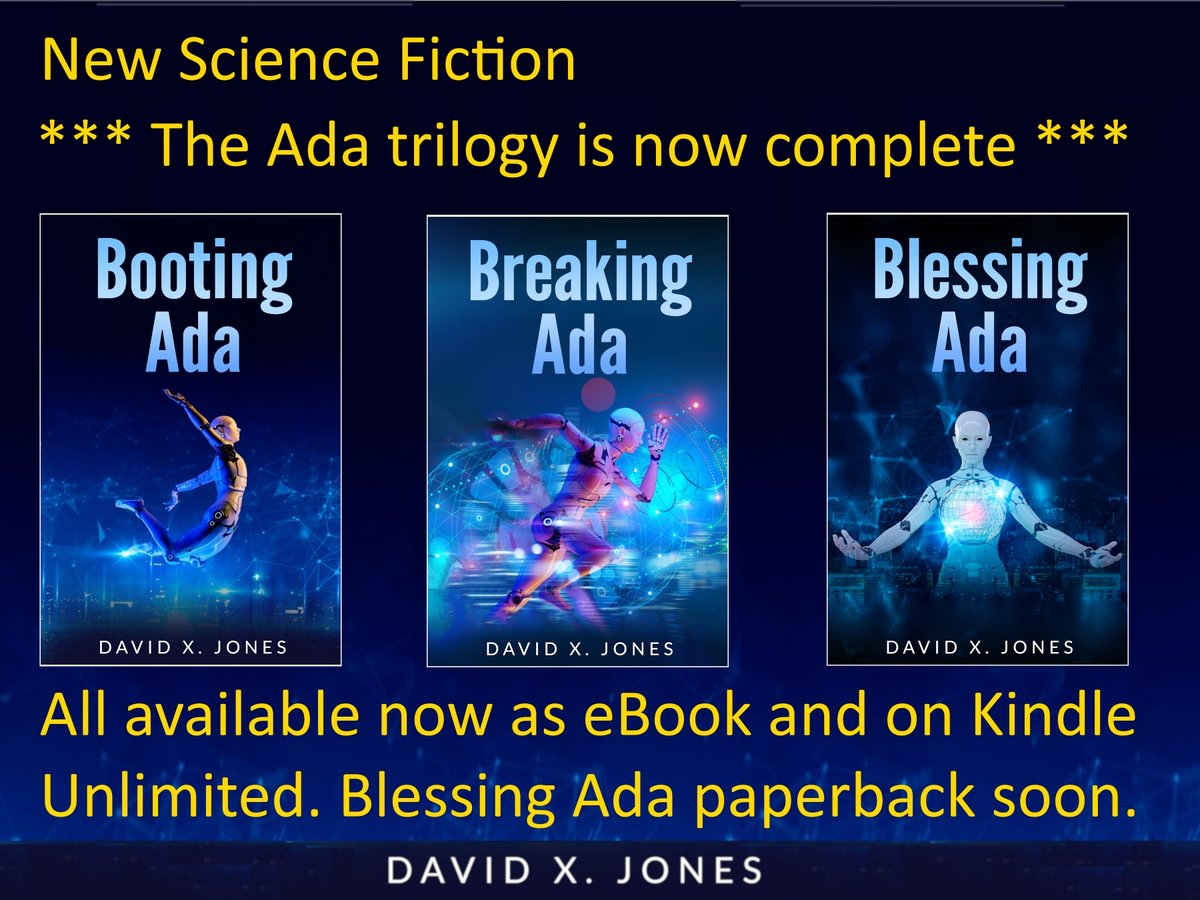 davidxjauthor's tweet photo. Read the complete series
#free with #KindleUnlimited

Booting Ada (Book 1) https://t.co/yZChzdyzCf https://t.co/An0QlMKvS4 

Breaking Ada (Book 2) https://t.co/bTejm1Slk6

Blessing Ada (Book 3) https://t.co/xE7GlZAx5C

#sff #readers #fantasy #ebook #paperback #scifi #reader https://t.co/IvJiEcIU5X
