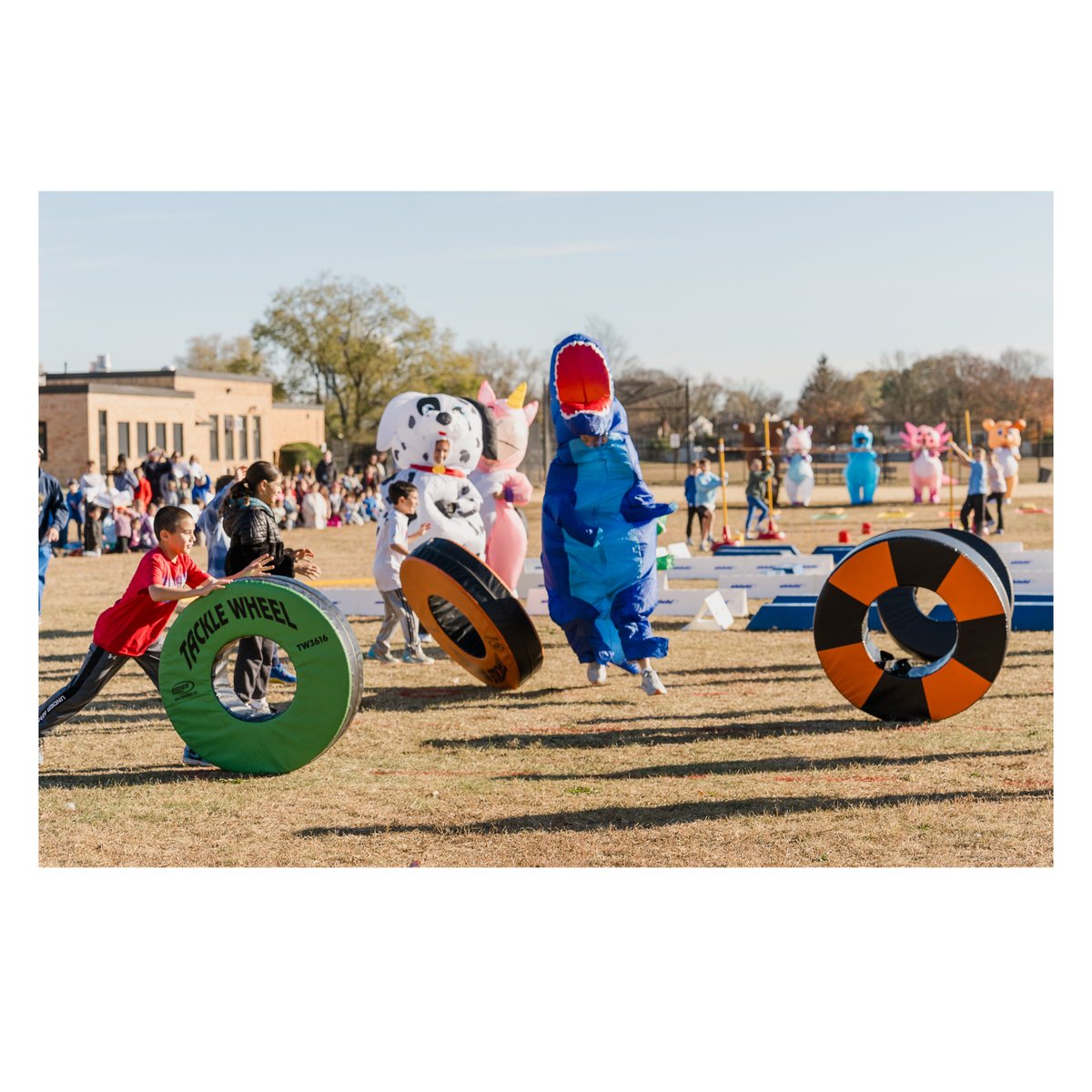 BethpageUFSD's tweet photo. What a day at Kramer Lane’s Amazing Inflatable Race! 🏃‍♂️☀️ Staff raced, families cheered, and we raised $900 for hurricane relief. 👏 Shoutout to Mr. Zaborowski for the win 🏆 &amp; Principal McCarthy for rocking that inflatable dog costume! 🐶💛 #KramerLaneStrong #WeAreBethpage https://t.co/MI7kpQQGXt