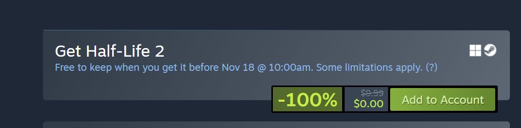 GeForce_JacobF's tweet photo. Half-Life 2 is now $0 on Steam until Nov 18 👍 https://t.co/Wa07kaPgJ0 https://t.co/XPh034DJ53