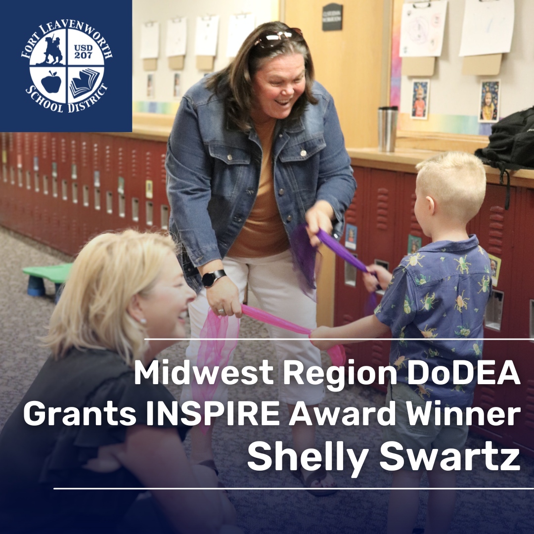 Our very own Shelly Swartz was awarded the Midwest Region DoDEA Grants Inspire Award! Shelly is in an elite group of six educators across the United States to receive this award which is the first of its’ kind for the national DoDEA grants program.