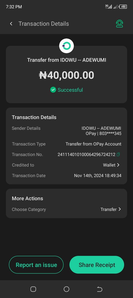 Sunphaith's tweet photo. @OPay_NG Someone sent 40k from his opay account to mine yesterday and the transaction was successful, I got a notification of the transaction on my opay account but the money didn't add to my balance ... Please I need you to do something about it https://t.co/3fRaZV3dCo