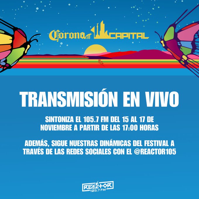Reactor105's tweet photo. La edición 14 del festival @CoronaCapital continúa este 16 de noviembre.
Atentos a nuestras redes sociales y a nuestra transmisión en vivo que tendremos en punto de las 17 horas con todos los pormenores desde la curva 4 del Autódromo Hermanos Rodríguez 🏙️🙌
#Capital105 #CC105 https://t.co/0WnHlB8i5p