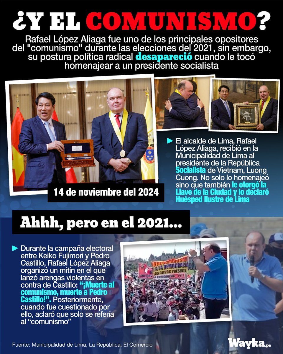 WaykaPeru's tweet photo. ¿Dónde quedó el fantasma del "comunismo" para López Aliaga? https://t.co/oNNxPT1F9g