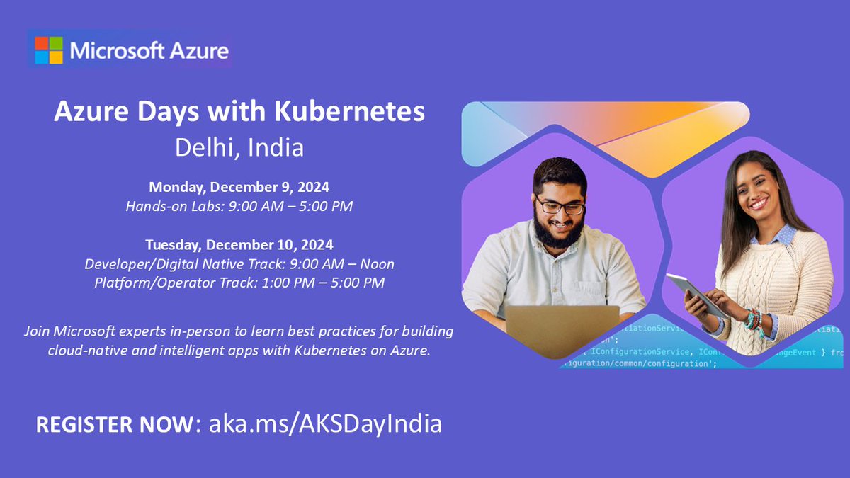 If you're heading for #kubecon #cloudnativecon in #Delhi, make sure to register for the <a href="/Azure/">Microsoft Azure</a> Days with Kubernetes for 2 days of hands-on learning and best practices. Looking forward to seeing you there aka.ms/AKSDayIndia