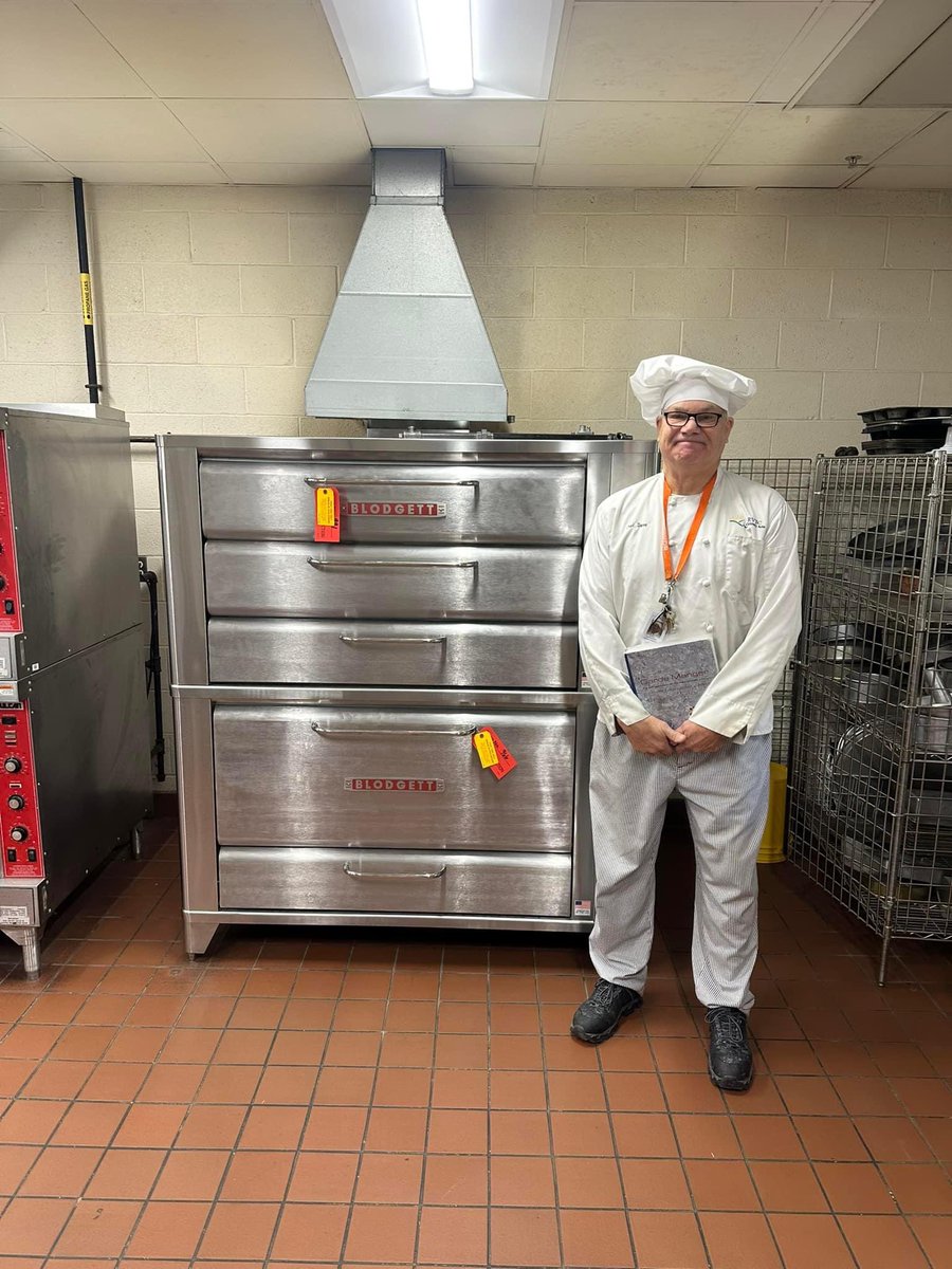 RVTC Culinary Arts Chef Instructor David Groenewold poses next to a brand new Blodgett Oven, built in Vermont by the way, the oven replaces a 75 year old oven that served the program well.  Thank you Governor Scott for making the final round of GEER Funds available to VT CTE!