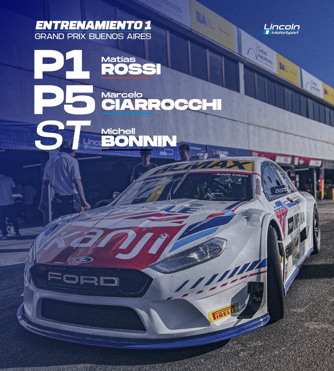 ✅ Excelente comienzo en el #GrandPrixBuenosAires, TOP5 con <a href="/rossimatias/">Matias Rossi</a> y <a href="/chelociarrocchi/">Marcelo Ciarrocchi</a>.

🚙 Michell Bonnin no registró tiempos.

#LincolnMotorSport #TopRace