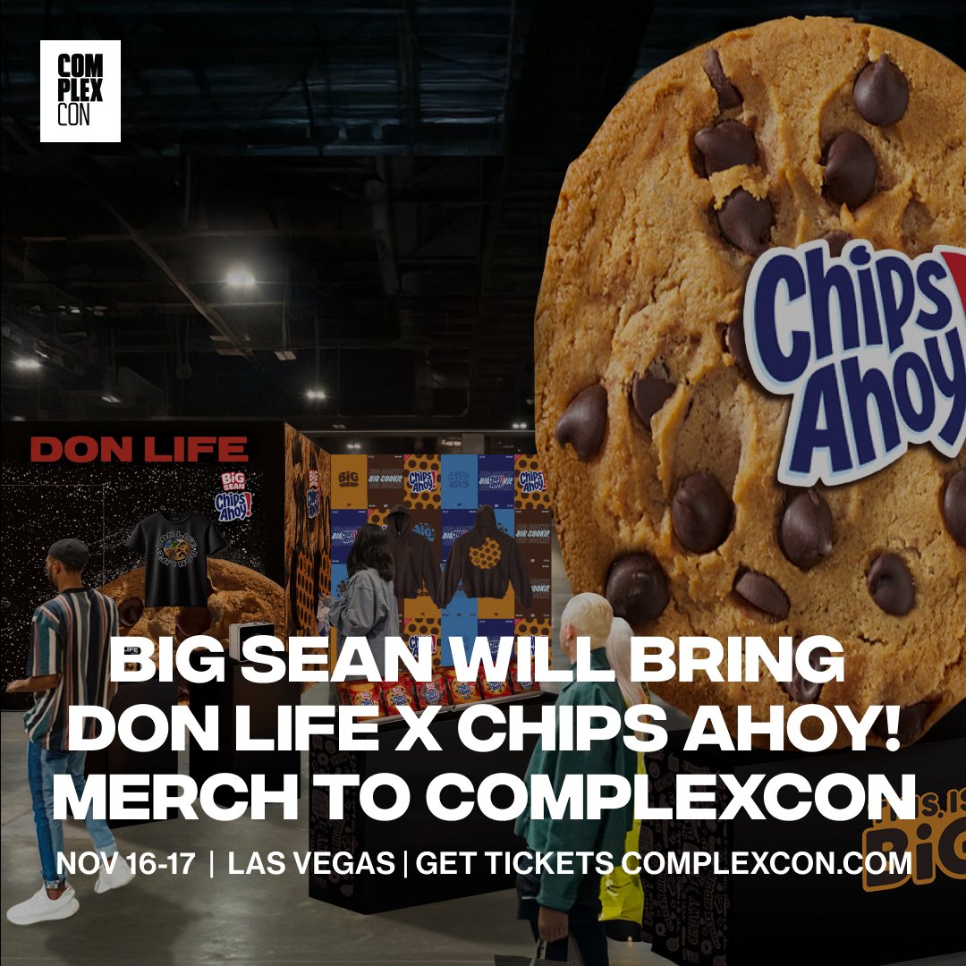 Chips Ahoy! Big Chewy Cookie is doing Big Things at ComplexCon. Expect Don Life x Chips Ahoy! merch, a Big Sean Appearance, and free cookies. Learn More Here: tickets.complexcon.com 

Powered by @chipsahoy