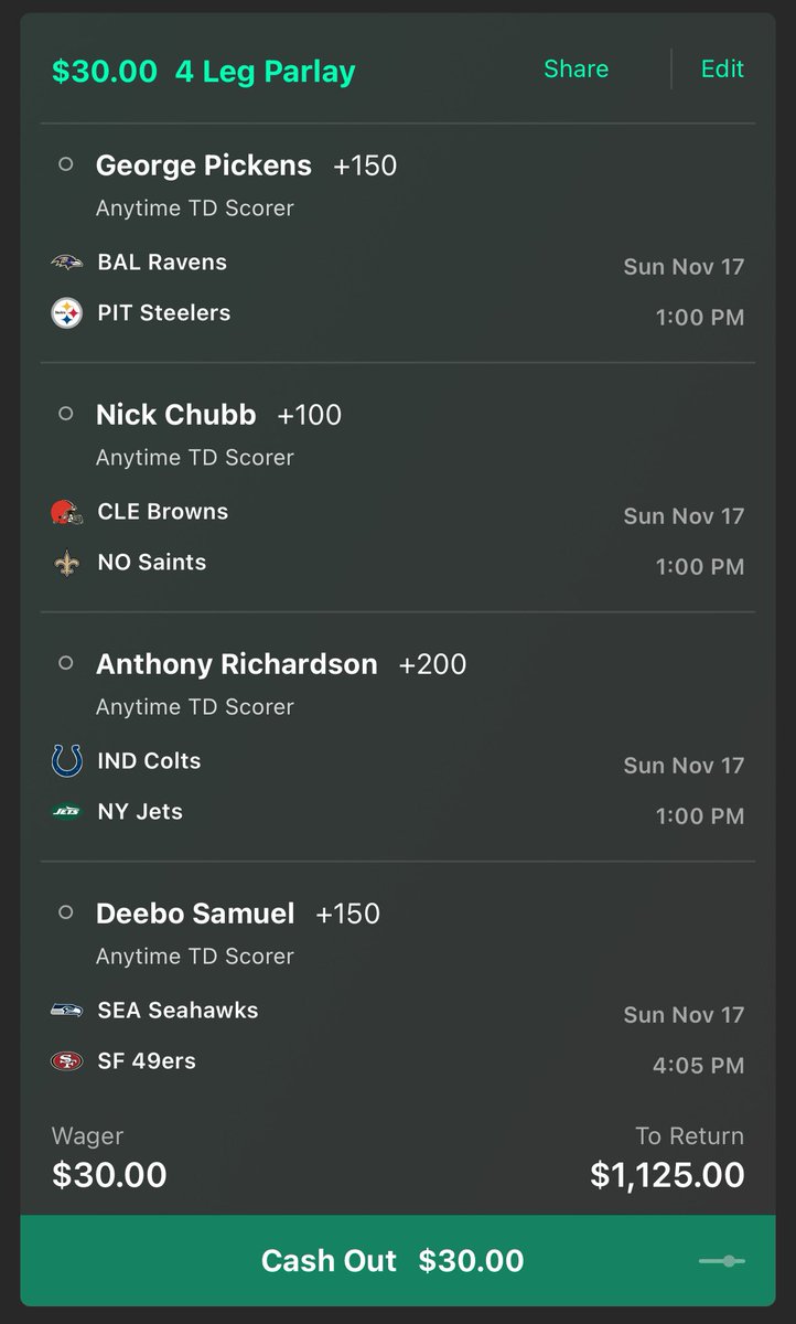 We cashed a +4475 TD Parlay 2 weeks ago.

+3650 winner this week? 👇🏼