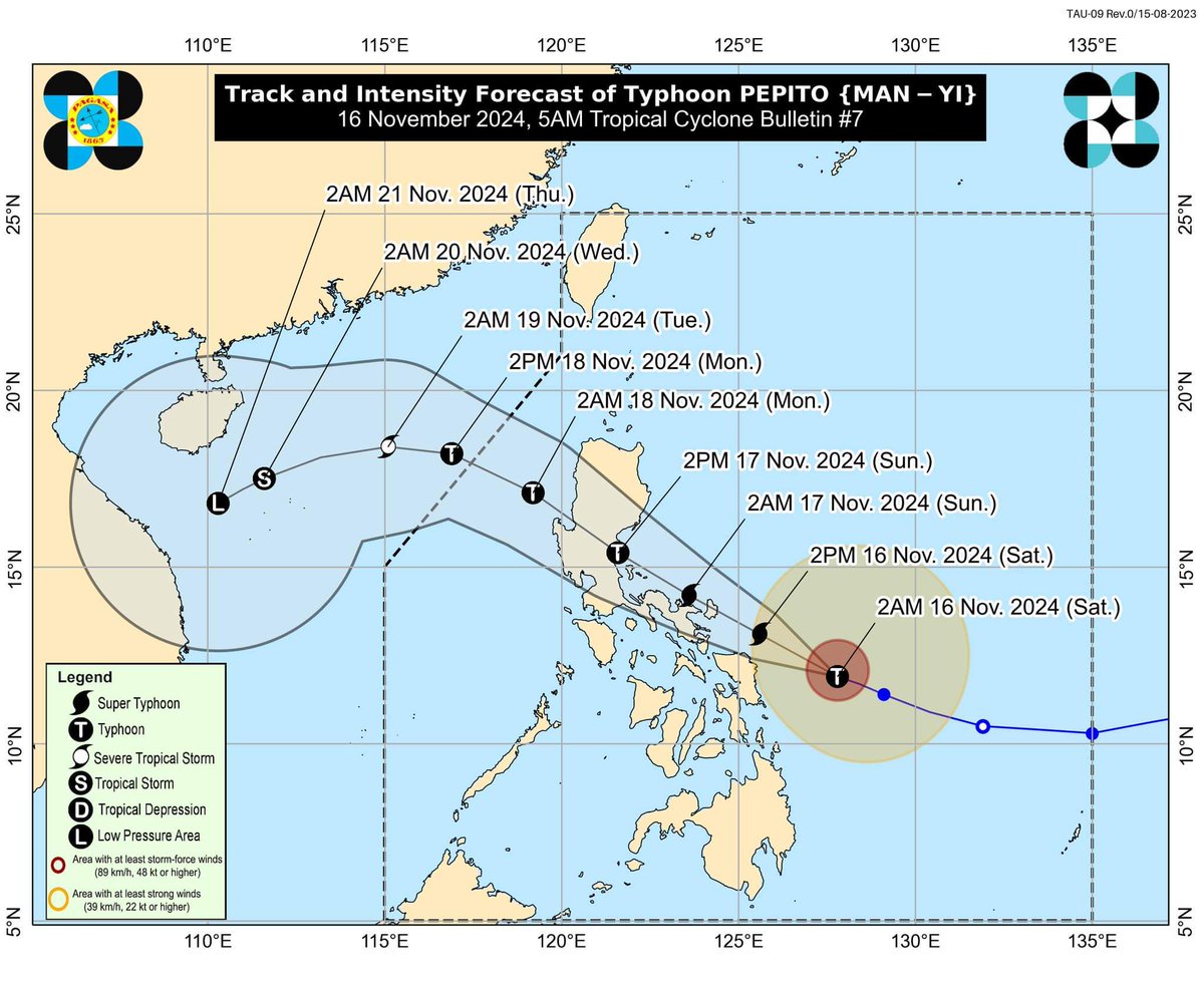 marvinoloris's tweet photo. #Typhoon #ManYi #PepitoPH is now a high-end CAT-3 storm with sustained winds of 205 kph (1-min) per JTWC. 175 kph (10-min) per @dost_pagasa and JMA. Still intensifying. This will be the most intense tropical cyclone to hit #Catanduanes since Super Typhoon #Goni #RollyPH in 2020. https://t.co/mNa61C75Af