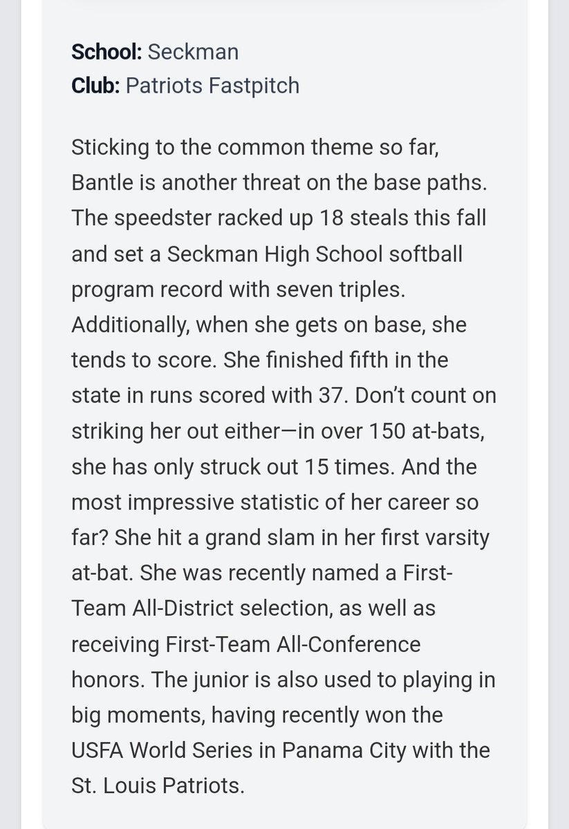 Honored to be featured in this article! Thank you so much <a href="/PrepSoftball/">Prep Softball 🥎</a>