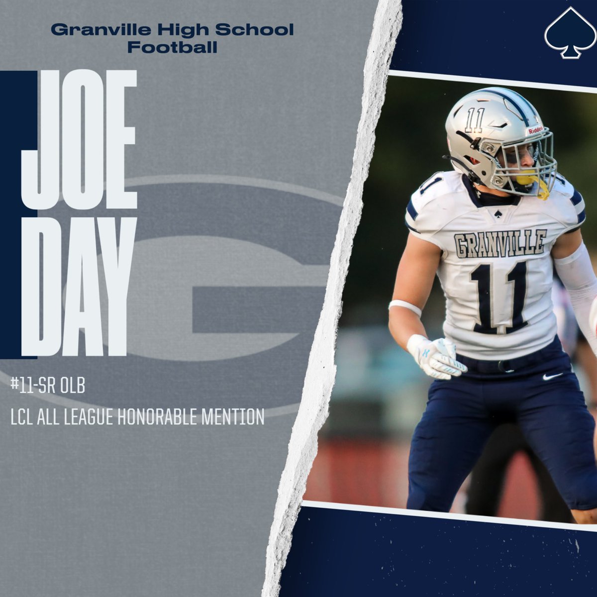Granville_FB's tweet photo. Congratulations to Joe Day!! Great career at Granville!! Go Blue Aces!! https://t.co/MT4LmMSllB