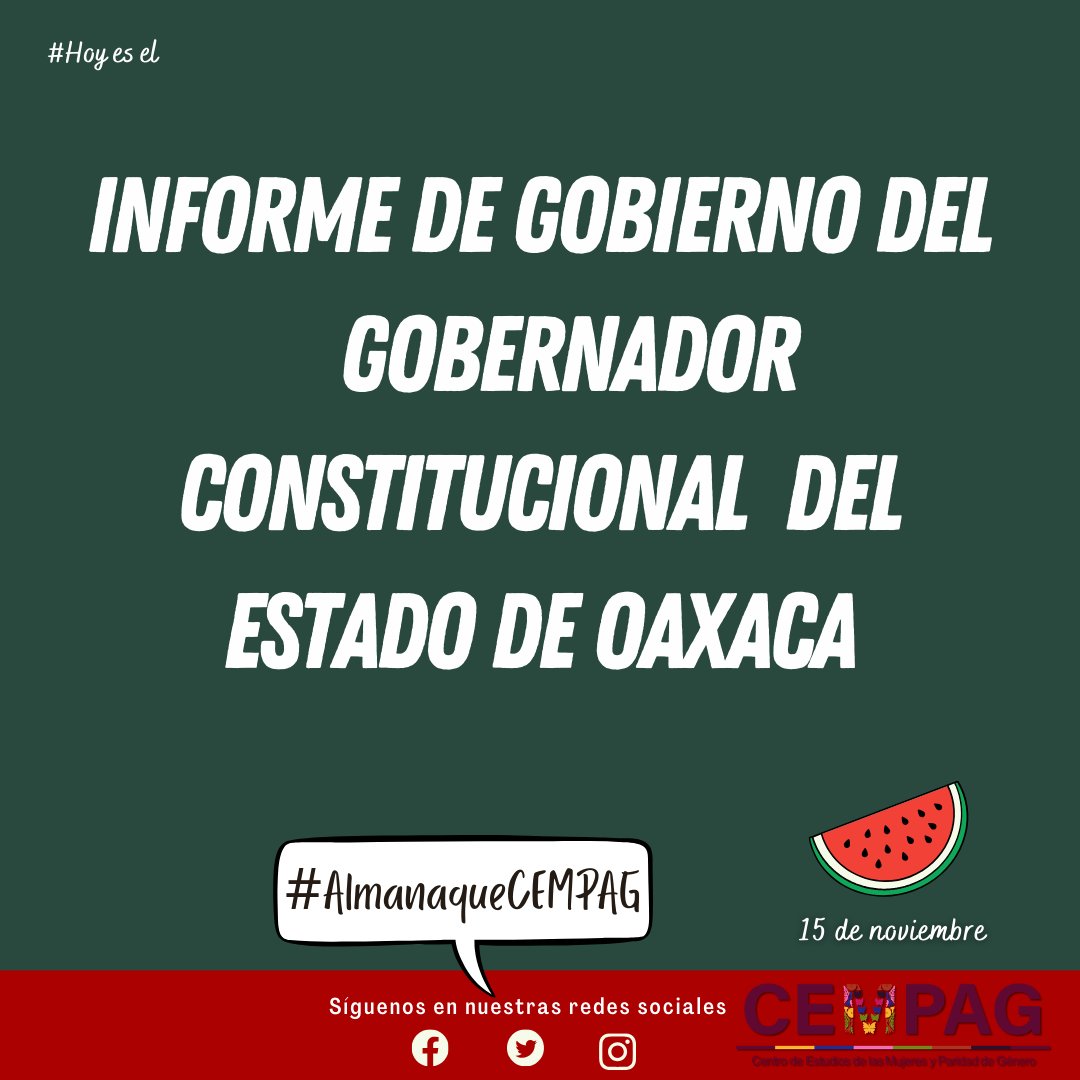 #UnDíaComoHoy Informe de gobierno del Gobernador Constitucional del Estado.

#AlmanaqueCEMPAG en t.ly/iCvQN