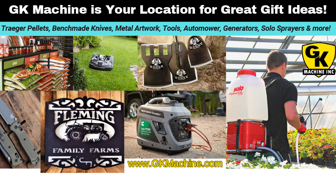 gk_machine's tweet photo. 🎁 Looking for a unique gift? Discover great deals at GK Machine! 🛠��� We've got Traeger pellets, Benchmade knives, metal artwork, tools, Cummins generators, Solo sprayers, and much more. Visit our store today for exclusive deals! #GiftIdeas #GKMachineDeals https://t.co/DSy5bKH4bV