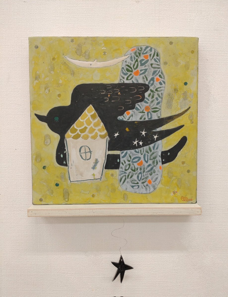 kokoro1990s's tweet photo. 〈眠れない日〉

240㎜×240㎜
土佐麻紙・岩絵具
個人蔵

小作品です🕊️🕊️🕊️ https://t.co/B0e9w0LIQw