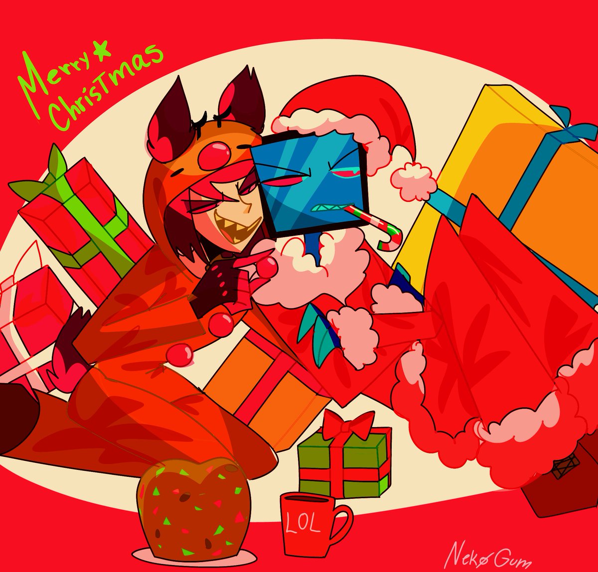 Nek0GUMBANG's tweet photo. Mmmmm~~
About of Christmas
IS FINE!!!!! MERRY ADELANTED CHRISTMAS!!❤💚🤍
#StaticRadio #RadioStatic #radiosilence #VoxAl #VideoRadio #RadioVideo #HazbinHotelAlastor #HazbinHotelVox #Vox #Alastor #HazbinHotelArt #MerryChristmas https://t.co/Ng3QBClUdv
