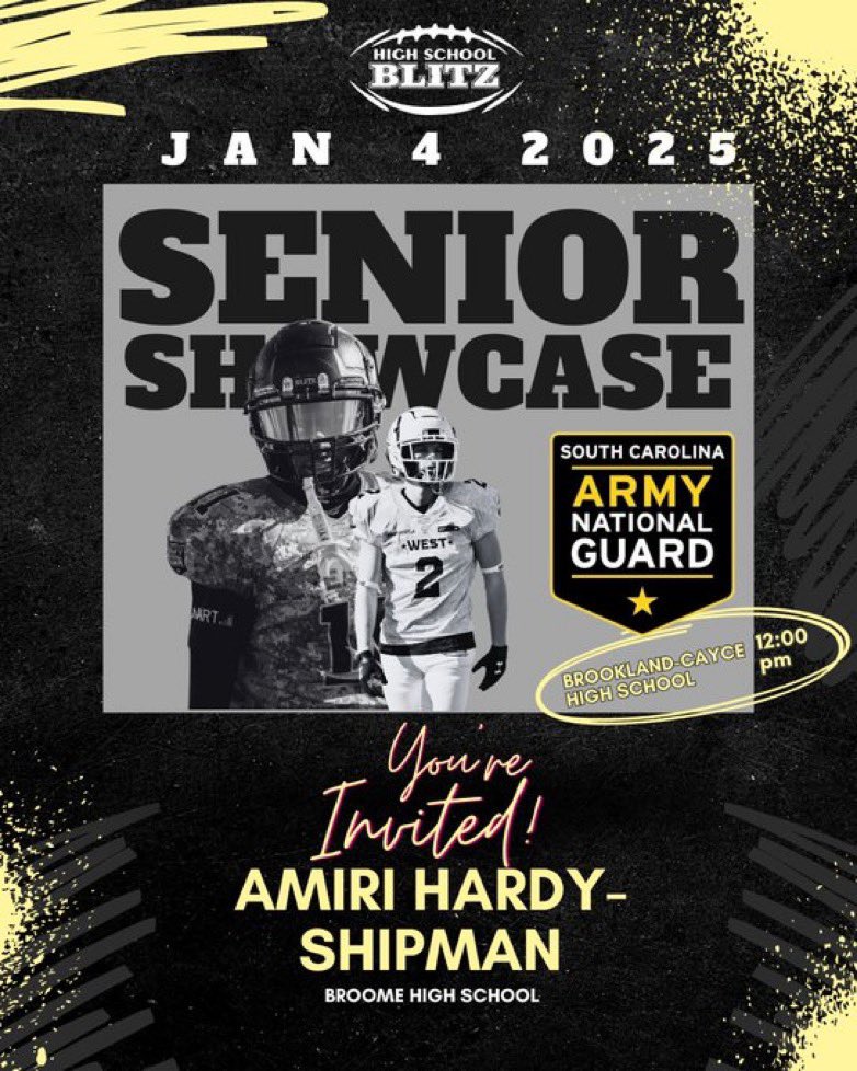 Amiri Hardy-Shipman #75 (@shipmanamiri) on Twitter photo Thank you <a href="/HighSchoolBlitz/">High School Blitz</a> for the invite‼️cant wait to be there‼️‼️<a href="/Broome_Football/">Broome Football</a> <a href="/broomeHAWGS/">Broome Hawgs</a> <a href="/coachfarmer71/">Jason Farmer</a> <a href="/Coach_LFleming/">Lynn Fleming</a> <a href="/SDearybury/">Spencer Dearybury</a> <a href="/PrepRedzoneSC/">Prep Redzone South Carolina</a> Thank you <a href="/HighSchoolBlitz/">High School Blitz</a> for the invite‼️cant wait to be there‼️‼️<a href="/Broome_Football/">Broome Football</a> <a href="/broomeHAWGS/">Broome Hawgs</a> <a href="/coachfarmer71/">Jason Farmer</a> <a href="/Coach_LFleming/">Lynn Fleming</a> <a href="/SDearybury/">Spencer Dearybury</a> <a href="/PrepRedzoneSC/">Prep Redzone South Carolina</a>