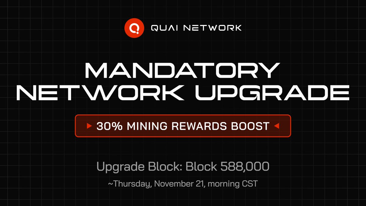 QuaiNetwork's tweet image. 🍴 Hard Fork Network Upgrade 🍴

The release of go-quai v0.40.0 is now live. This upgrade introduces a hard fork that goes into effect in the middle of next week.

📌 Important Details:
▫️Version: go-quai v0.40.0
▫️Compatibility: This release is not backwards compatible, so all…