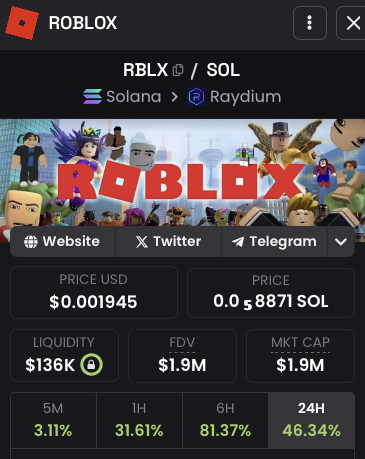 Adam_Memecoiner's tweet photo. $RBLX is breaking out
Huge audience of millions of players hasn't even come yet to buy their favorite coin
Just wait till we beat $GIGA
millions -> billions -> bloxillions https://t.co/Baght3cSLI