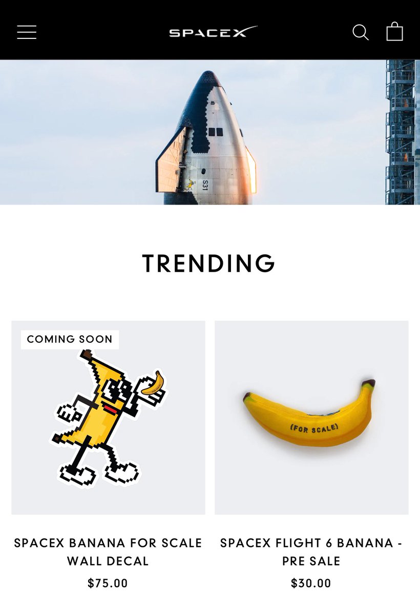 Banana for scale 🍌🚀 shop.spacex.com