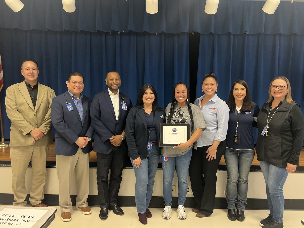 IrvingISD's tweet photo. We are so proud to award the #HeartCore award to #myIrvingISD PASS Aid, Kisty Tobar! She was nominated by 1️⃣5️⃣ of her fellow @JohnRGood educators for embodying the core values of Empathy, Integrity, Safeguard and Ambition in her day to day work! Thank you for your passion and love for our students ❤️