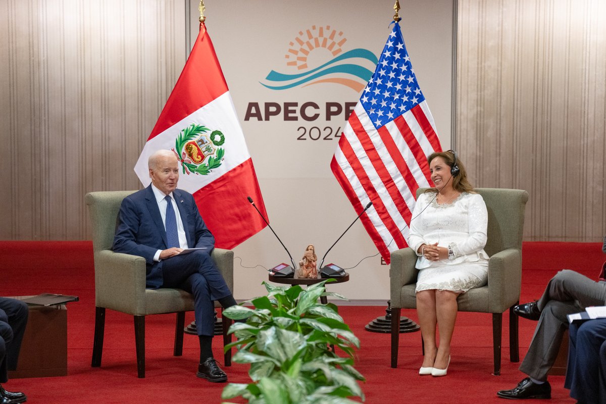 For nearly two centuries, the U.S. and Peru have shared strong ties in the areas of diplomacy, development, security, democracy, counter-narcotics, and climate.

Today, President Dina Boluarte Zegarra and I met to discuss further deepening the relationship between our countries.
