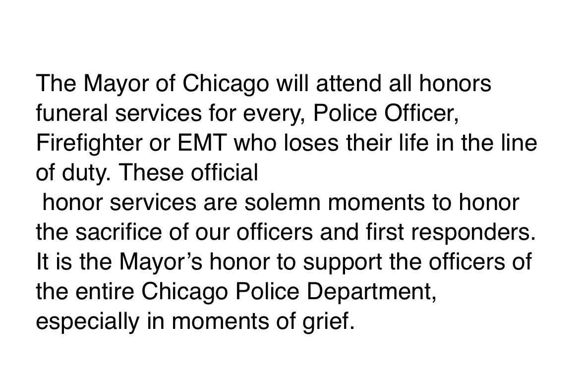 MaryAnnAhernNBC's tweet photo. Statement from ⁦@ChicagosMayor⁩ below.  
He and Gov Pritzker were asked by Officer Enrique Martinez family to not attend Monday funeral.  Pritzker will honor the family request.  Not Johnson. https://t.co/4yeM6Asb1X