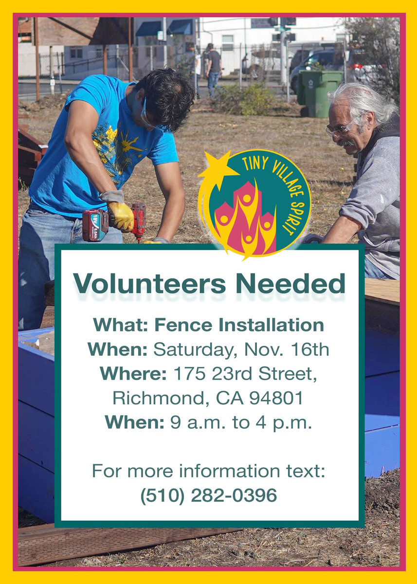 TinyVillage510's tweet photo. Support our Youtube page by viewing and sharing our recent video and follow all our other social media pages.  You can also support in person on Saturday from 9 to 4 pm at 175 23rd Street, Richmond, CA 94801, where we’ll be installing and touching up our hand painted fences. https://t.co/ZNVSdr1eZA