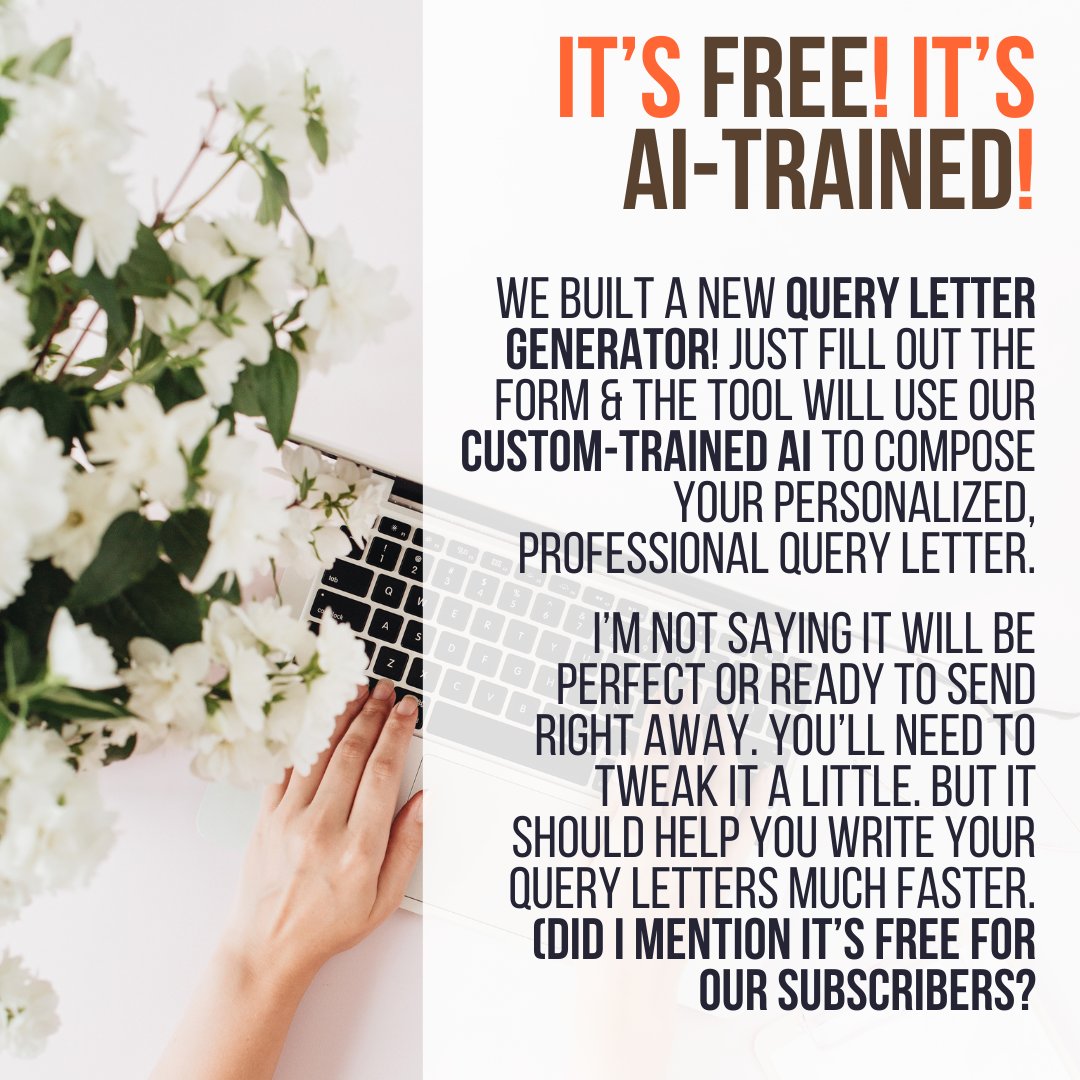 write_practice's tweet image. Need help writing a query letter to share your book with a literary agent or editor? Have our custom-trained AI write your query letter for you!

#thewritepractice #queryletter #writingcommunity #amwriting

l8r.it/5KFU