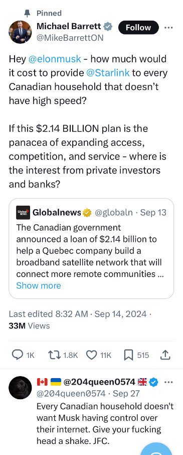 HeatherMoAndCo's tweet photo. It cannot be overstated how corrupt this #DougFord deal is. It’s on the heels of Con MP’s like PP’s neofascist lying wingman, #MichaelBarrett trying to block the Trudeau gov’t from making satellite broadband available through a 🇨🇦 company &amp; after learning about Musk’s abuses. https://t.co/qvW3V2XNHU