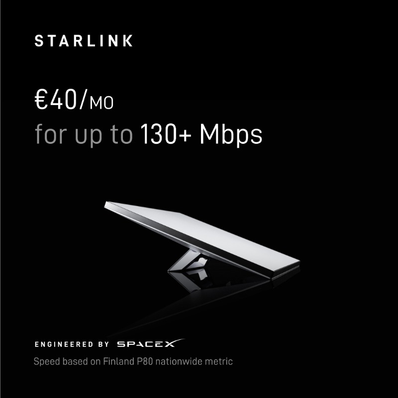 Starlink's tweet photo. Starlink Mini is now available in Finland!
Order online in less than 2 minutes