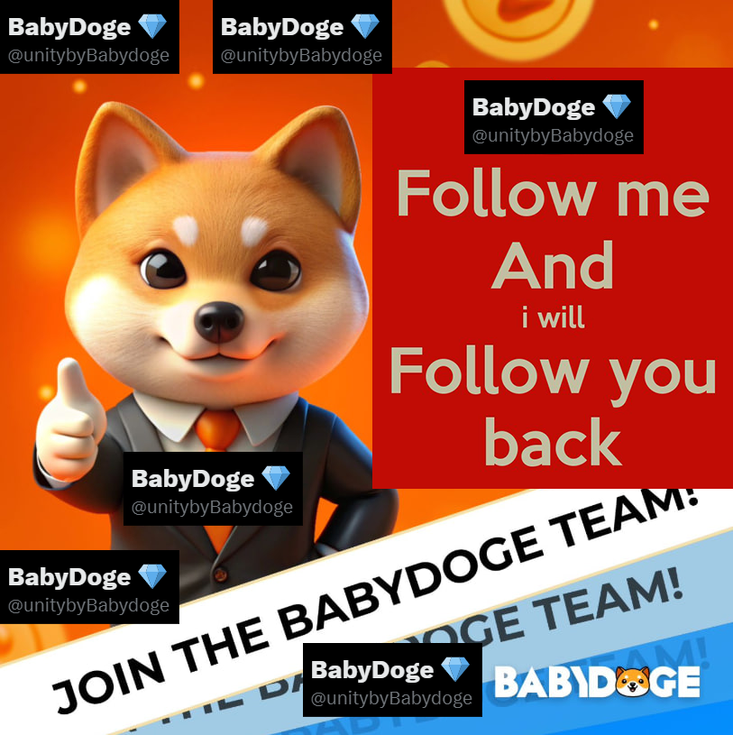 unitybyBabydoge's tweet photo. FOLLOW ME AND I WILL FOLLOW YOU BACK #babydoge  united we are stronger https://t.co/GgpfcvIkgh