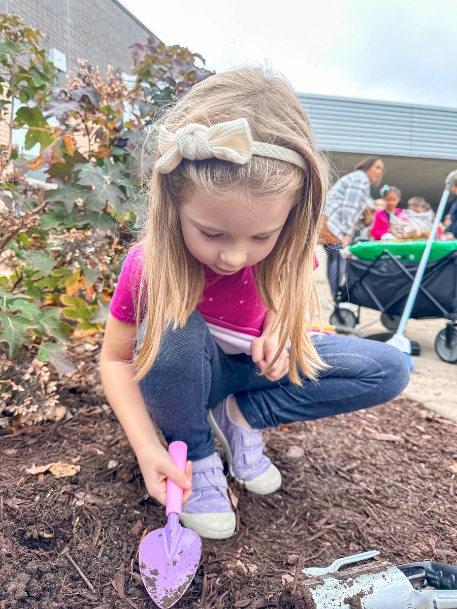 Third year in a row planting our kinderGARTEN.  We love watching these kids BLOOM.  #StopherShines 🌷